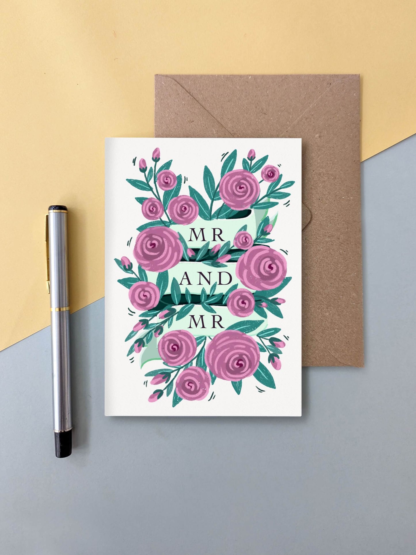 Mr & Mr wedding / anniversary – floral greeting card