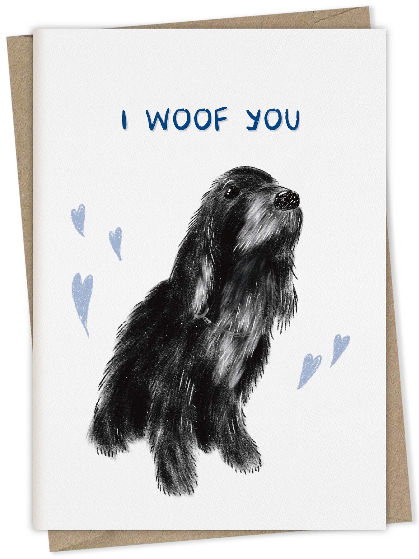 I Woof You (black cocker spaniel) – dog greeting card