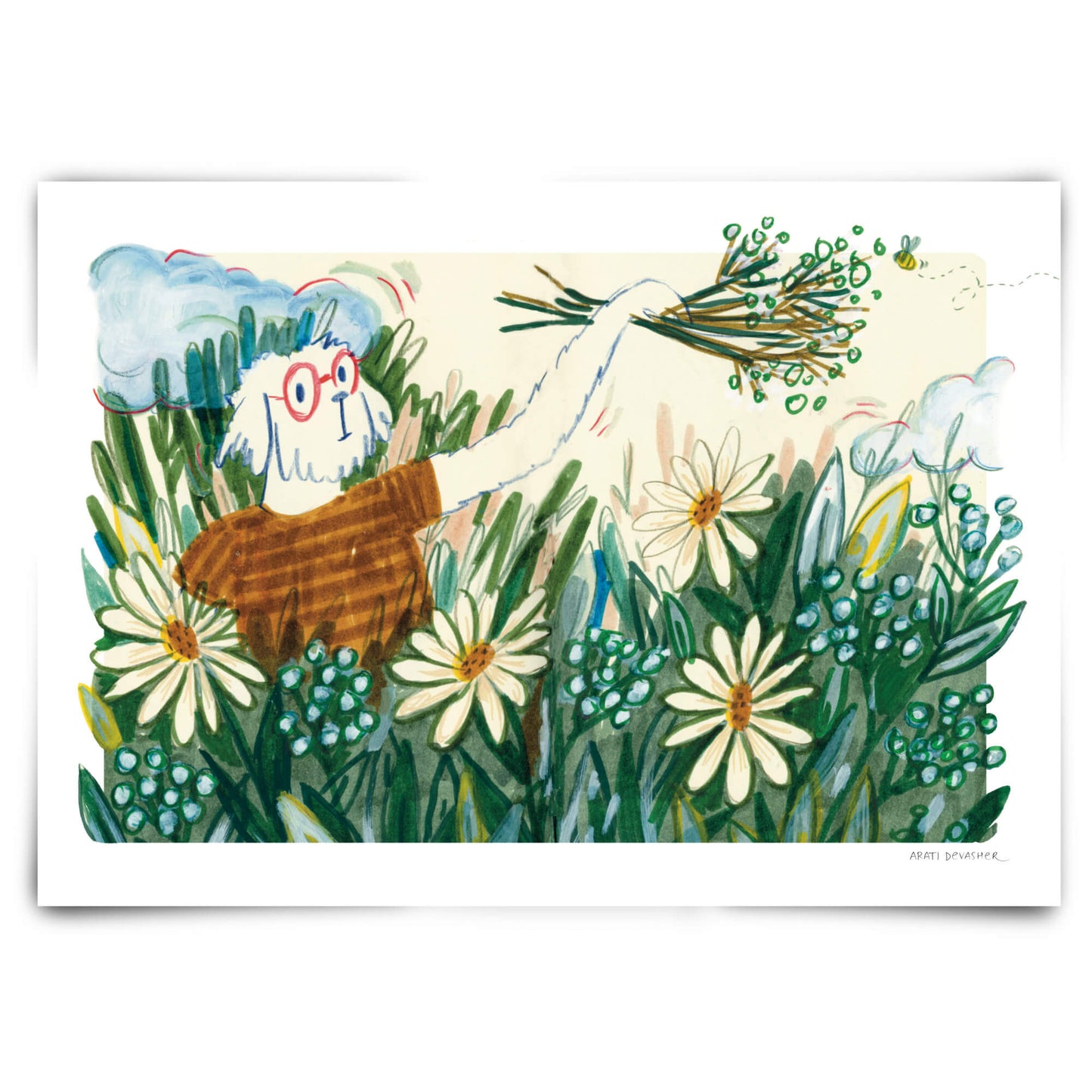 Dog in a Spring Meadow – art print