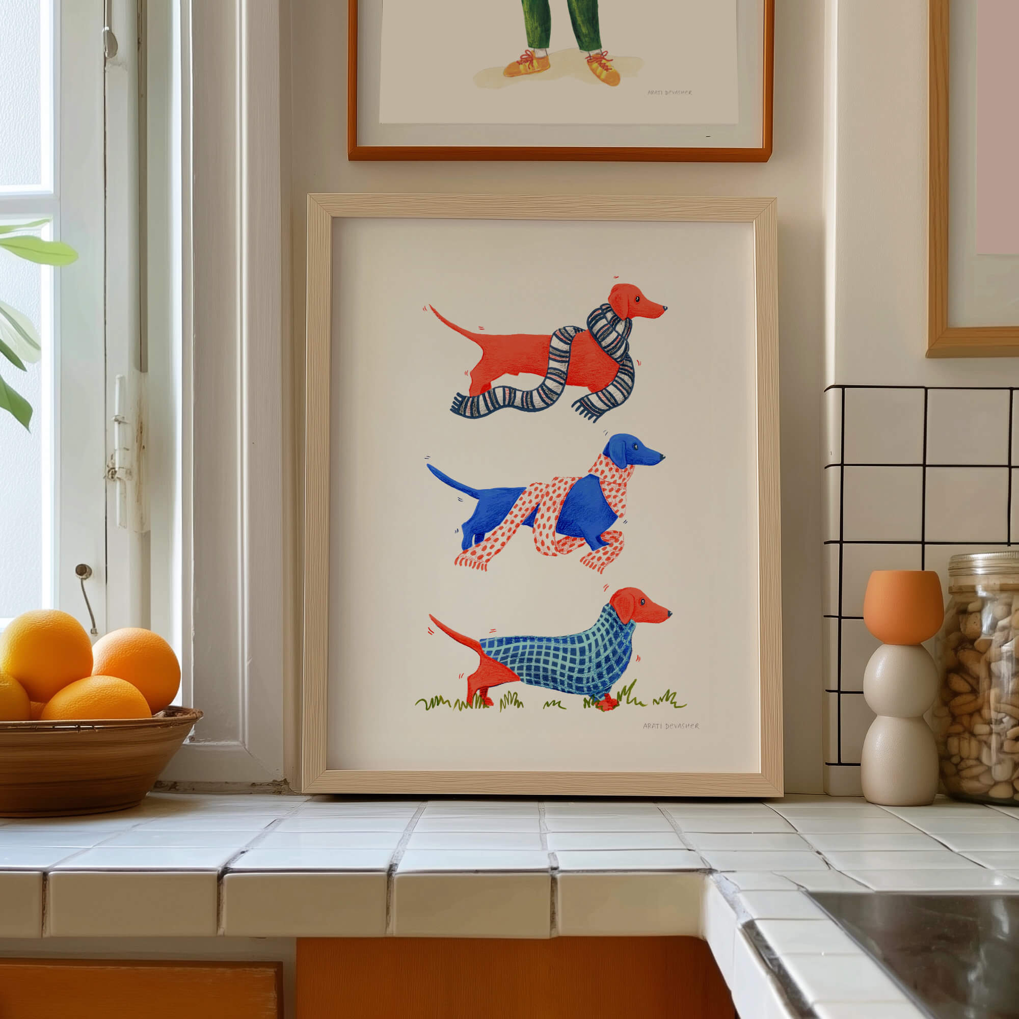 colourful-sausage-dogs-i-art-print-arati-devasher-studio