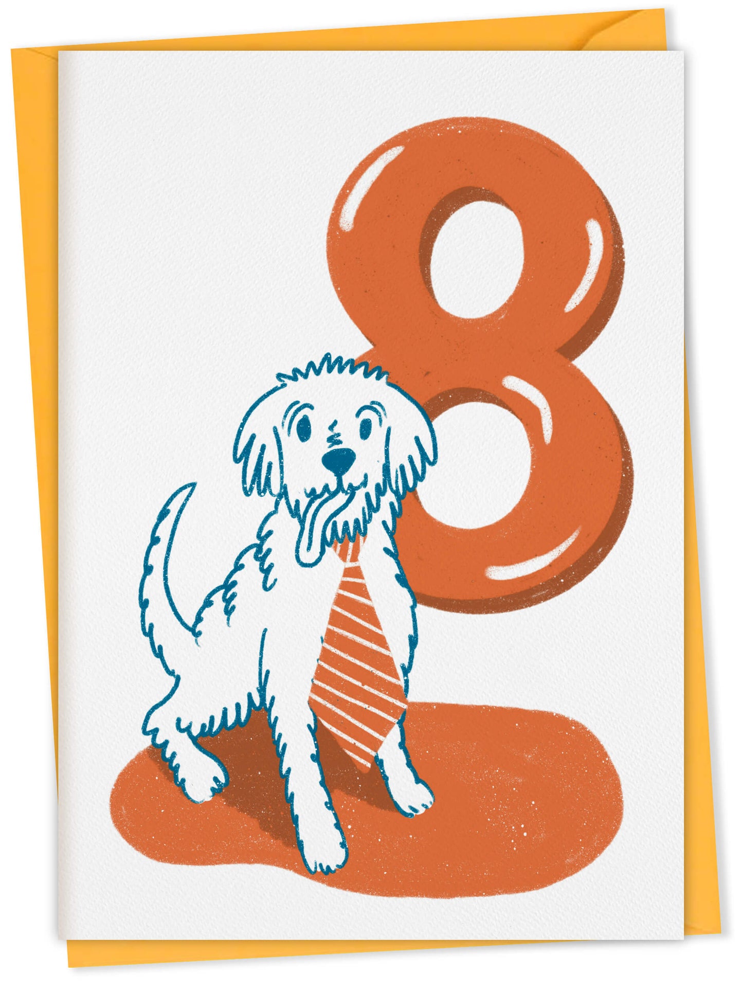 Dog Birthday Card with Age Numbers (orange) – dog greeting card