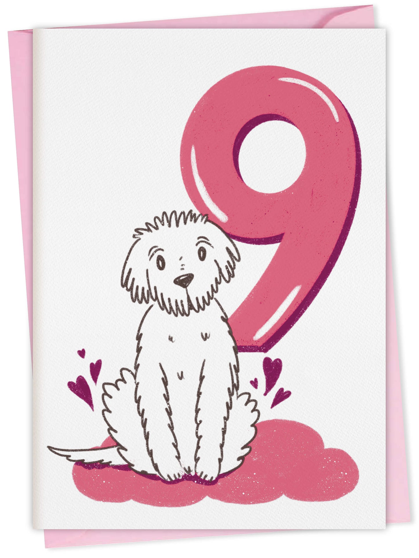 Dog Birthday Card with Age Numbers (pink) – dog greeting card