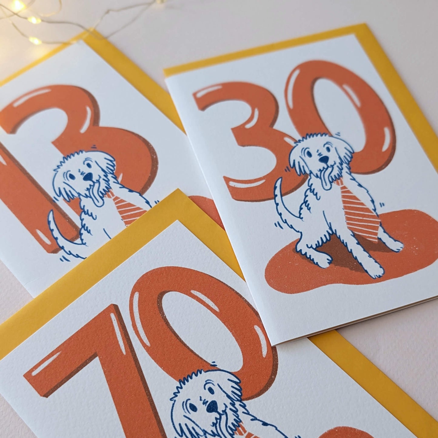 Dog Birthday Card with Age Numbers (orange) – dog greeting card