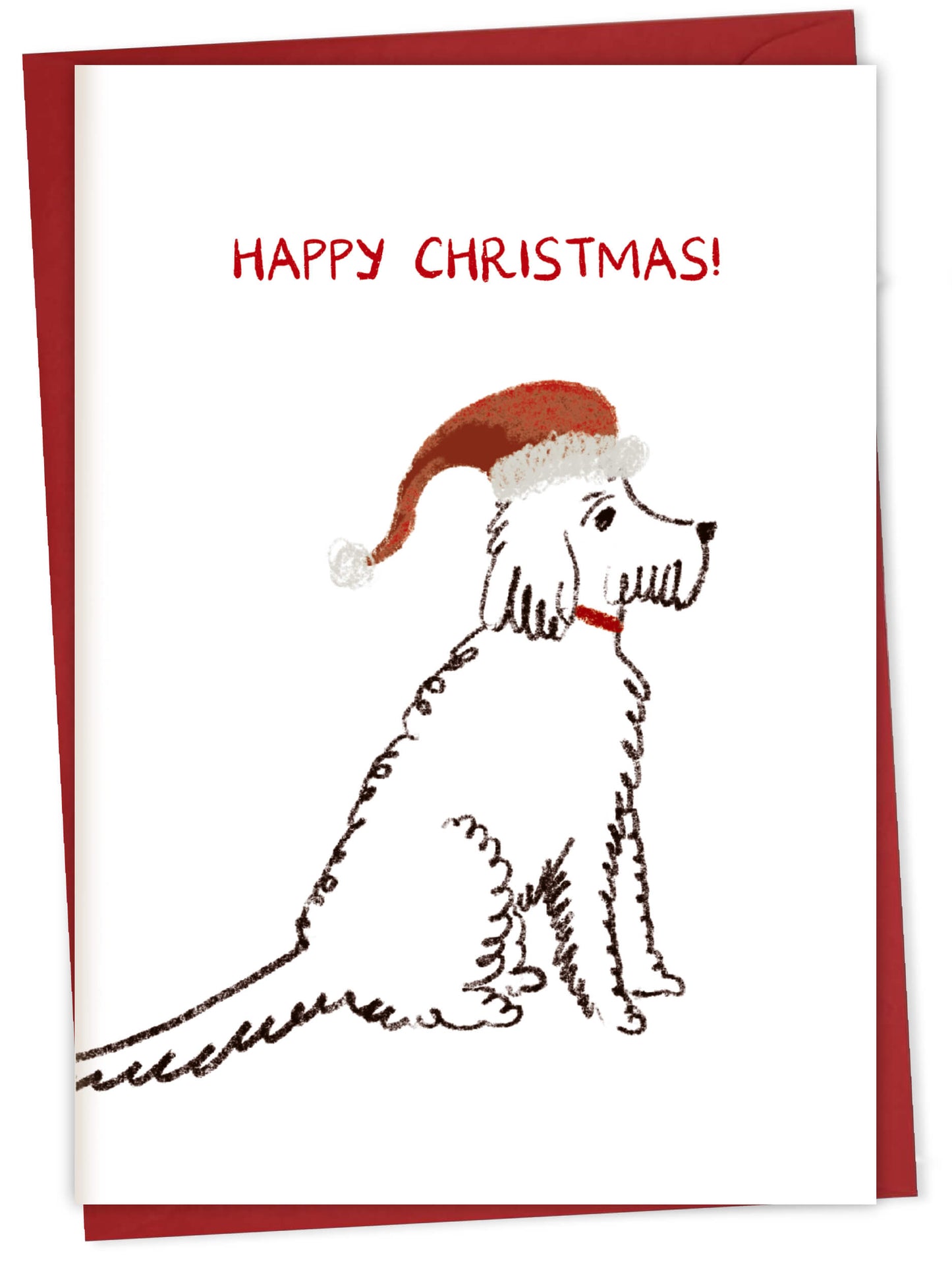 Xmas Dog in a Santa Hat – greeting card
