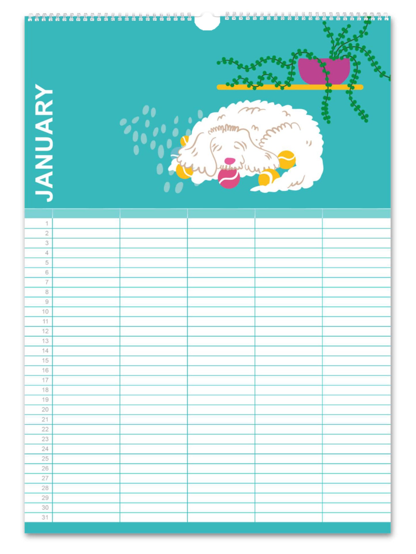 Fluffy Dogs Family Planner (perpetual calendar)