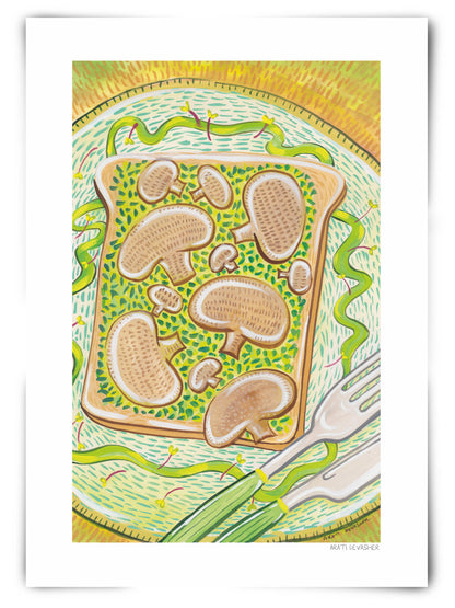 Kitchen Art : Mushrooms on Toast – (end of line) art print