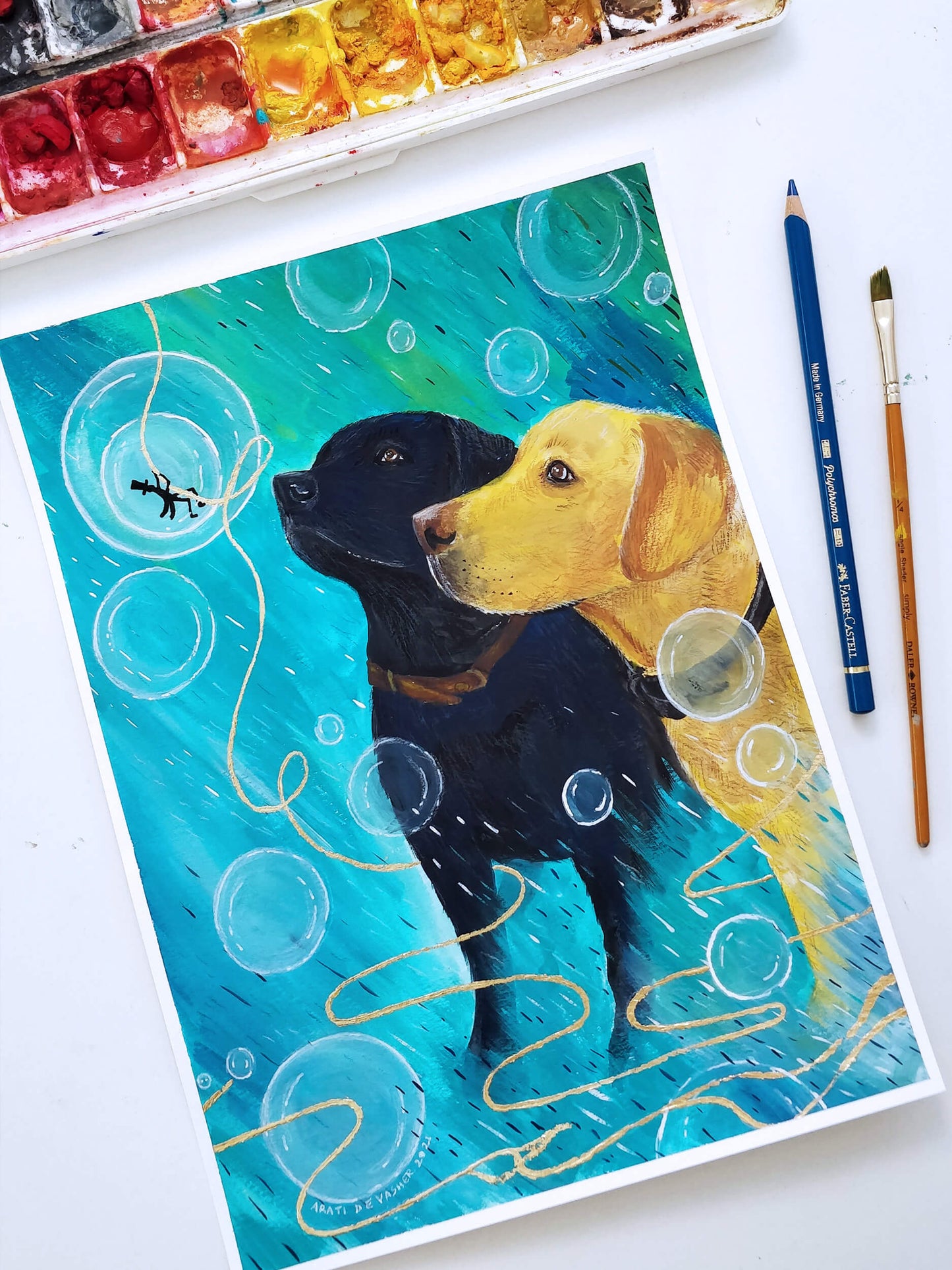 Custom Pet Portrait – gouache painting