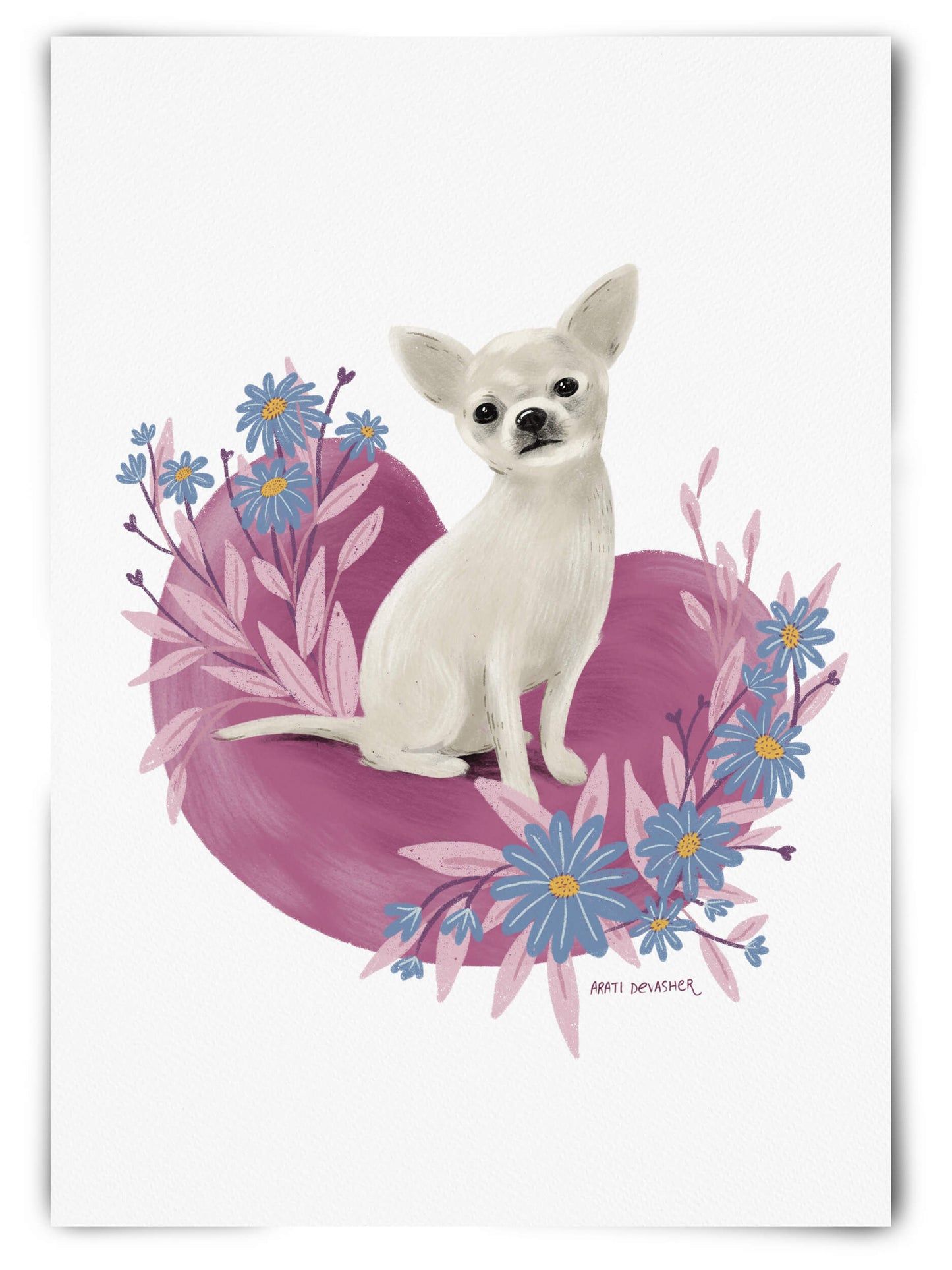 Custom Pet Portrait with leaves, flowers or accessories