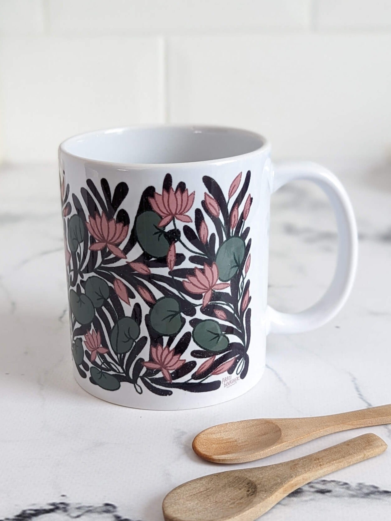 Floral: Lotus Garden – mug and teatowel – (end of line) gift set