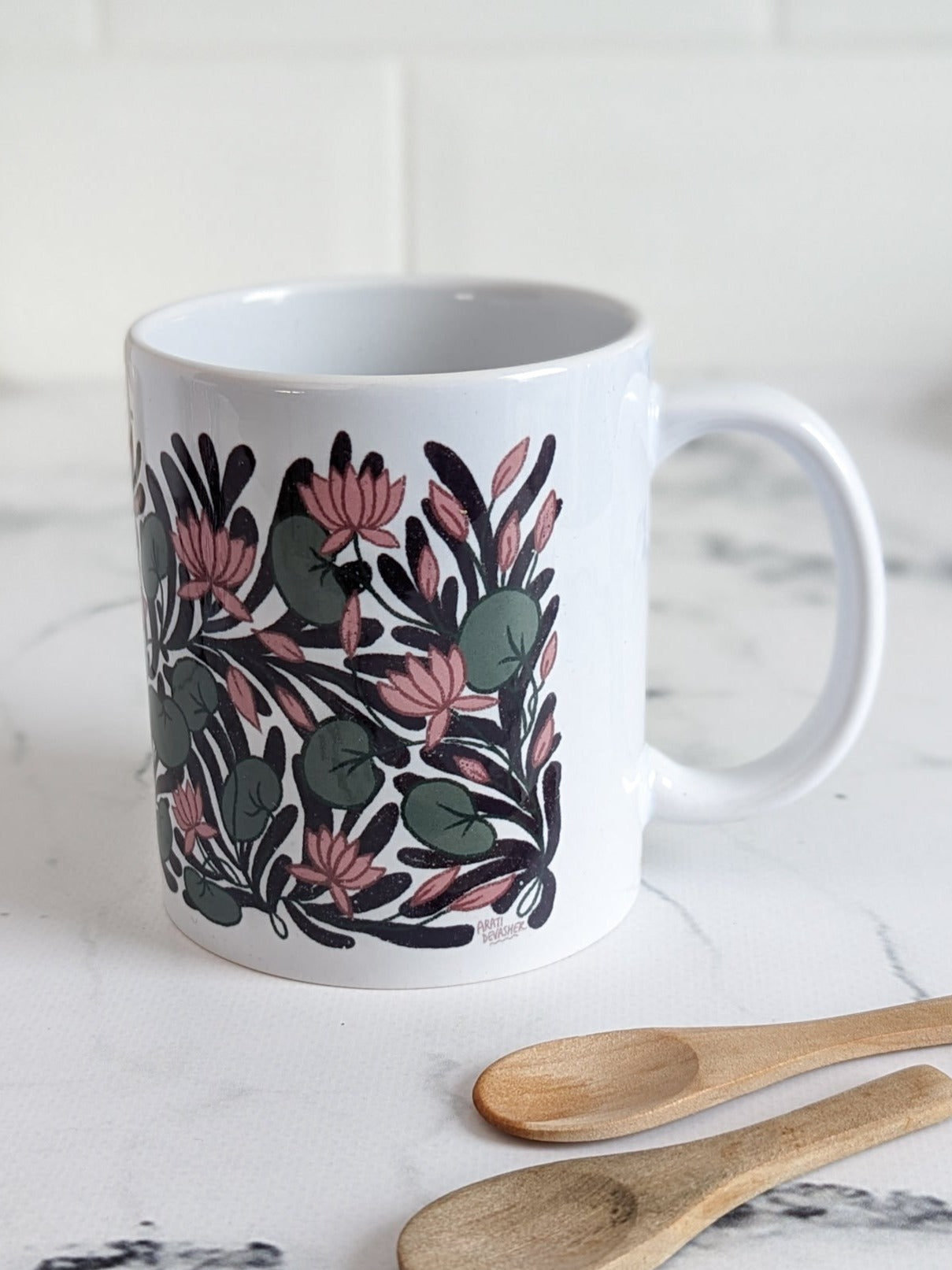 A Lotus Garden floral – ceramic mug