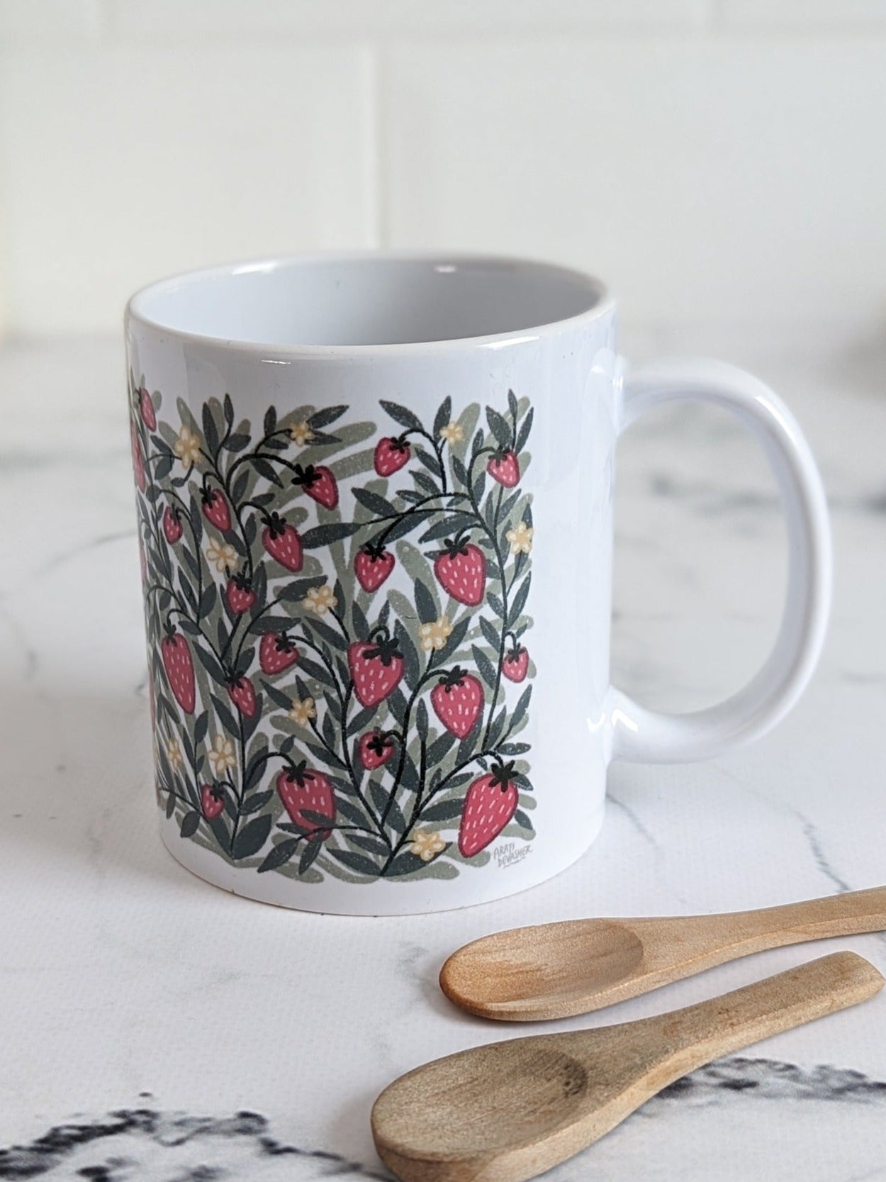 Floral: Strawberry Season – (end of line) floral ceramic mug