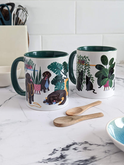 Plant Pets (green accents) – ceramic mug set
