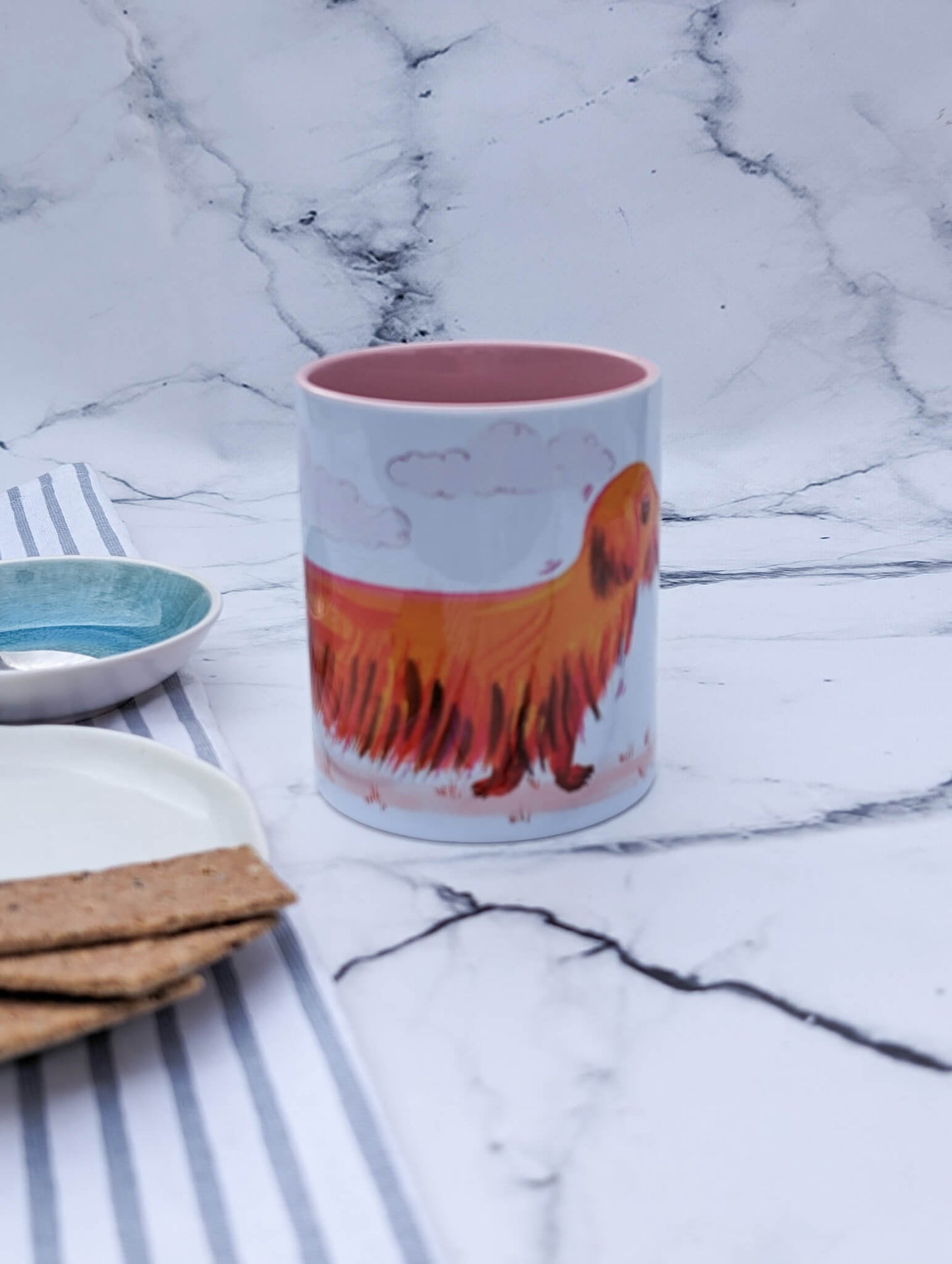 Sausage Dog Mug (Dachshund, pink accents) – ceramic mug