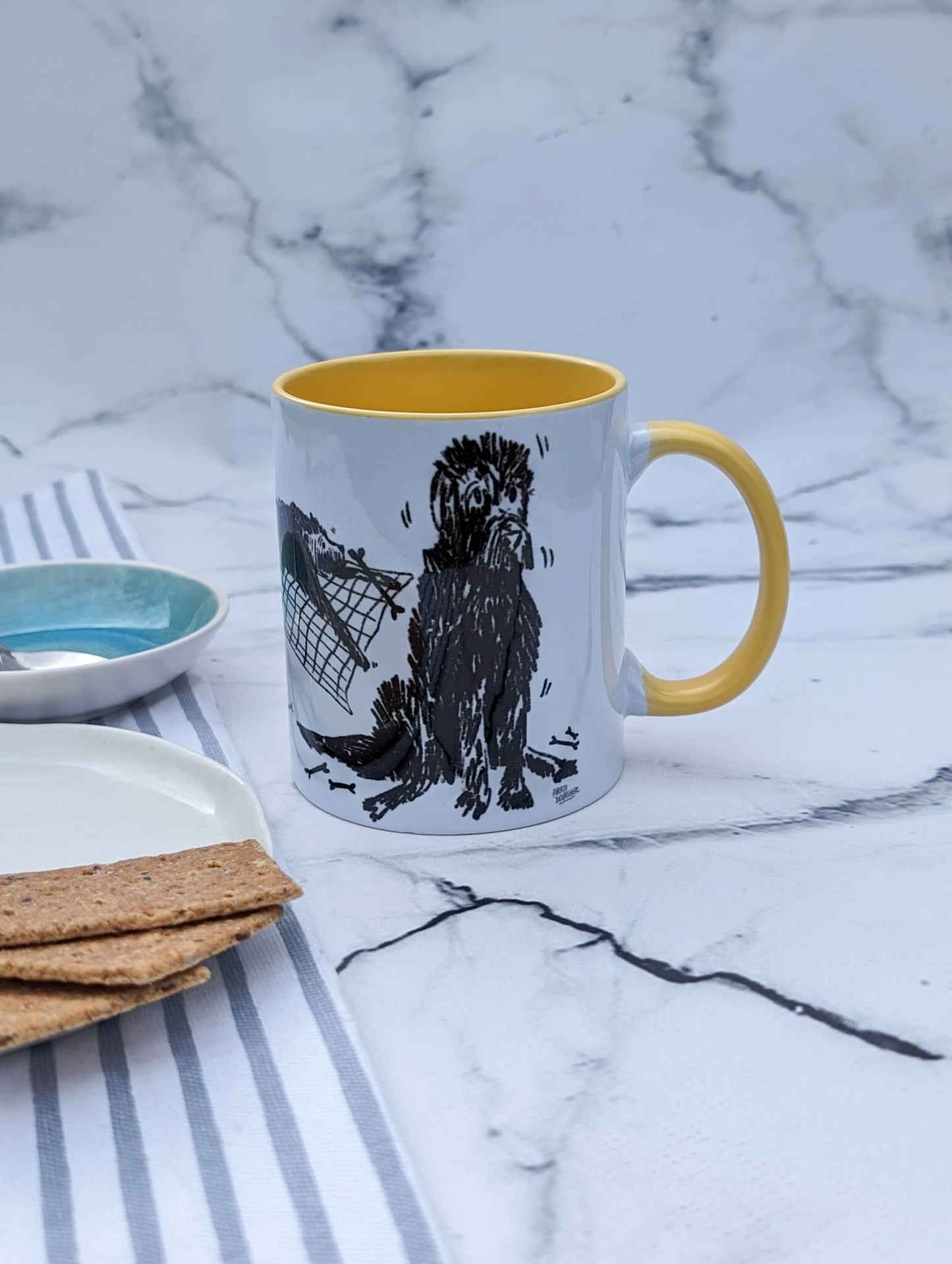 Scruffy Dogs (yellow accents) – ceramic mug