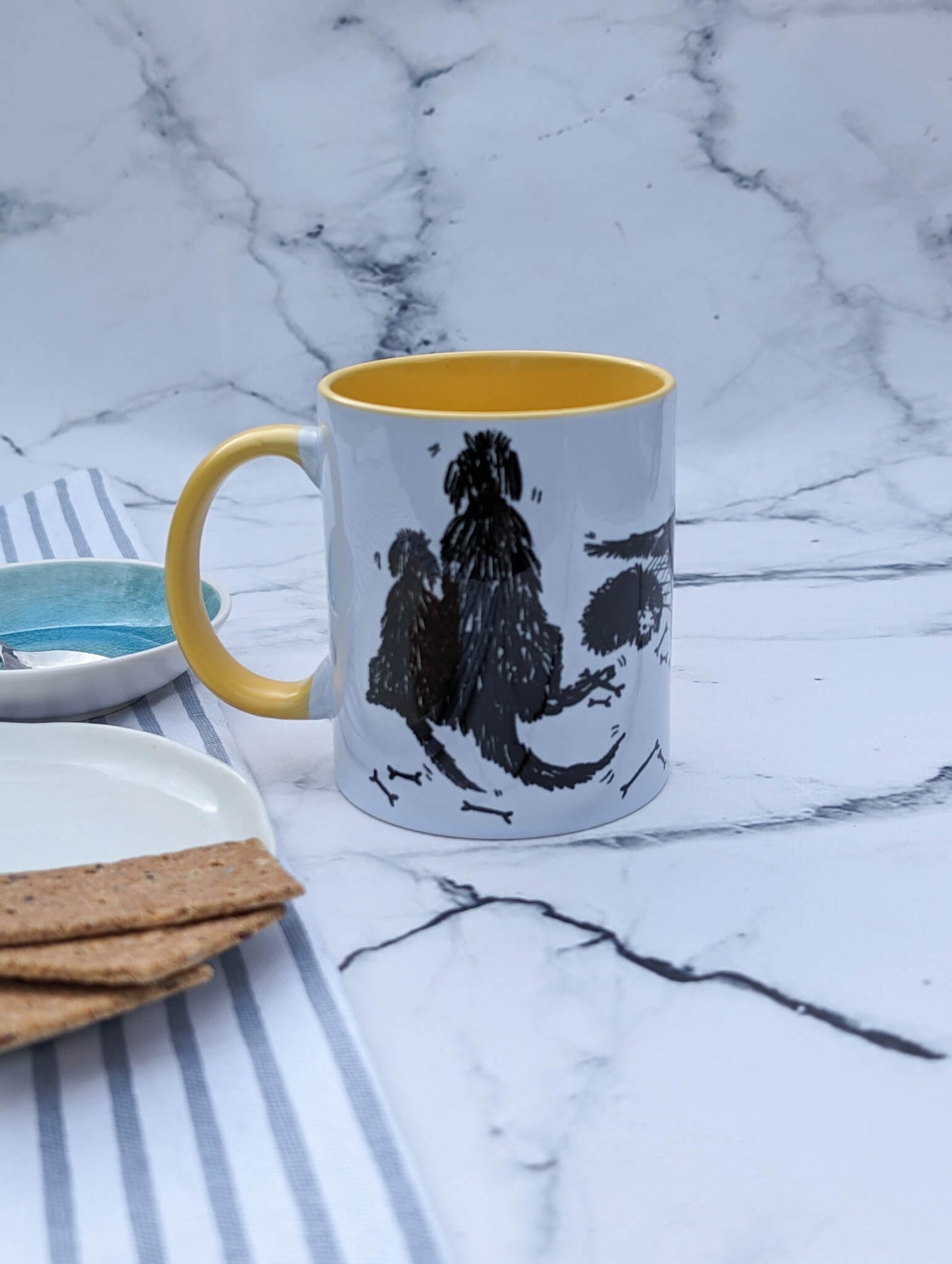 Scruffy Dogs (yellow accents) – ceramic mug