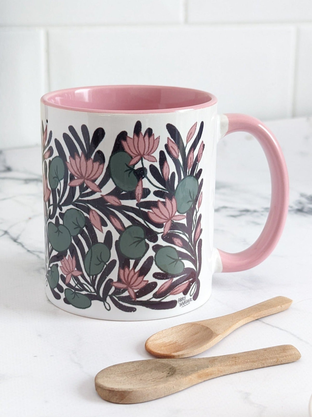 A Lotus Garden floral – ceramic mug