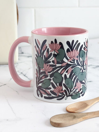 A Lotus Garden floral – ceramic mug