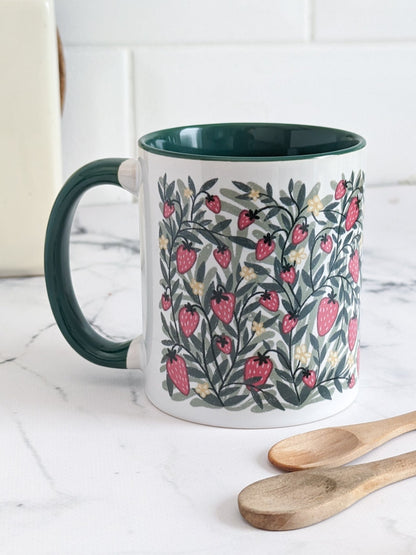 Floral: Strawberry Season – (end of line) floral ceramic mug