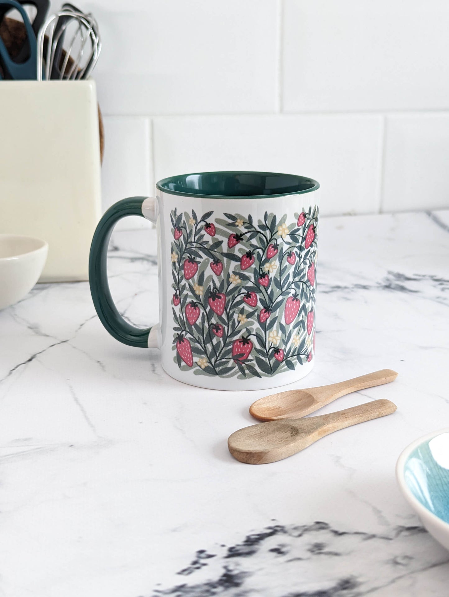 Strawberry Season floral – gift set of mug & tea towel