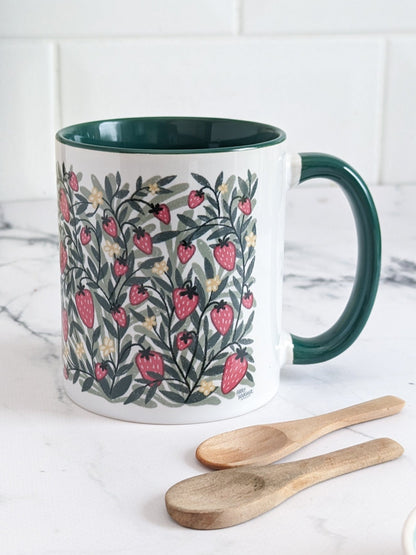 Floral: Strawberry Season – (end of line) floral ceramic mug
