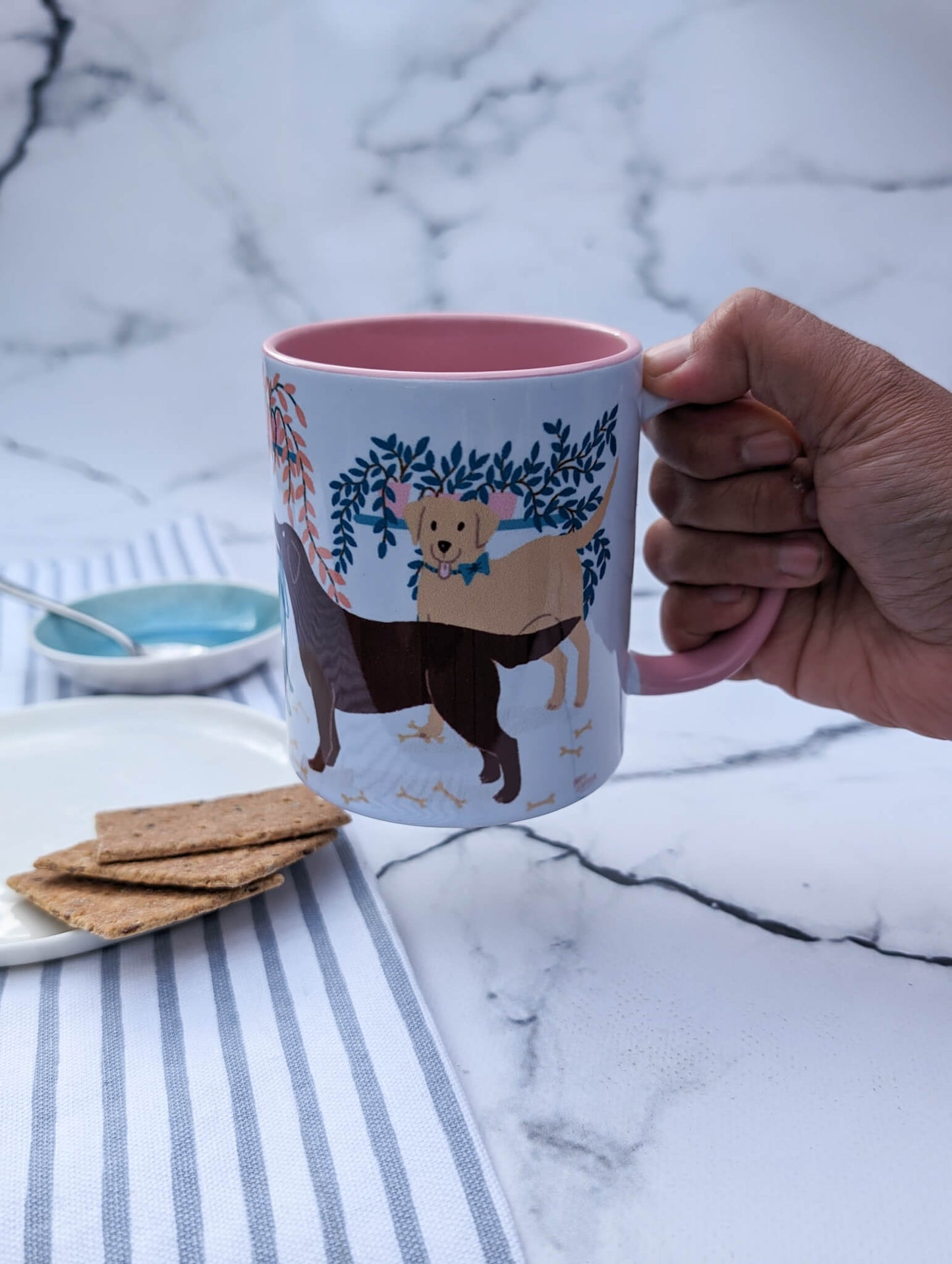 Labrador Retriever plant pups (pink accents) – ceramic mug