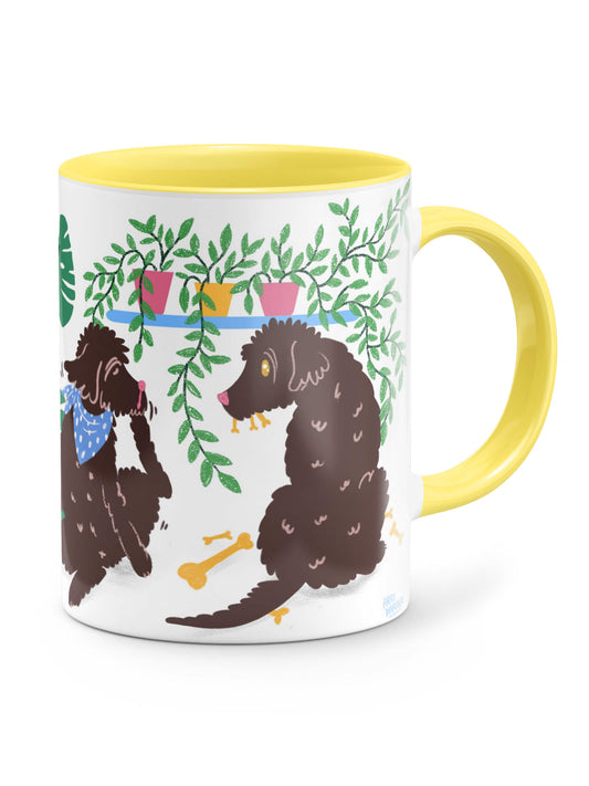 Labradoodle-Cockerpoo plant pups (yellow accents) – ceramic mug