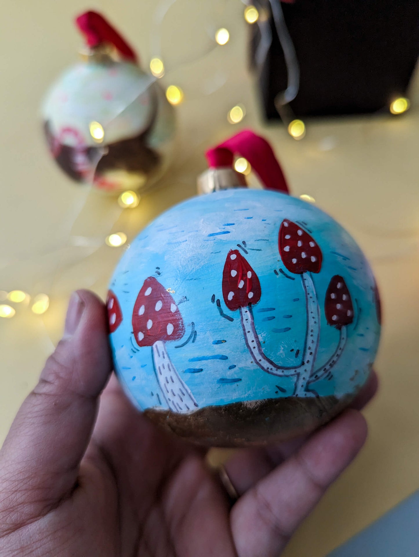 Mushroom ornament – (end of line) hand painted bauble