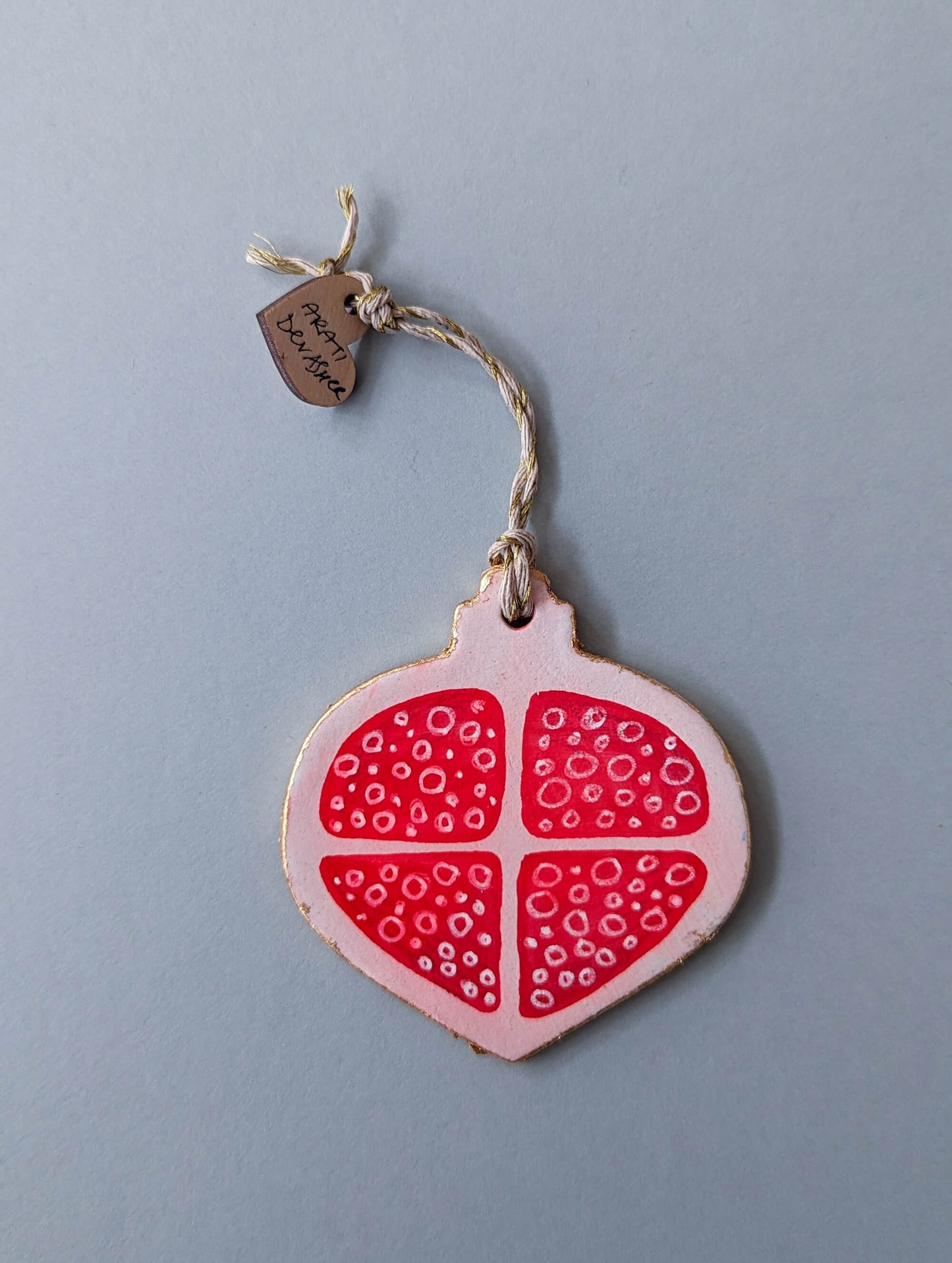 Pink Pomegranate ornament – (end of line) hand painted bauble