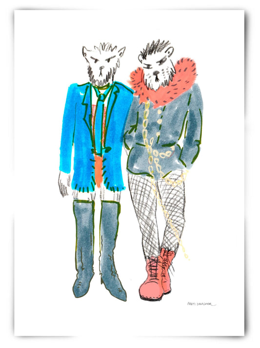 Dogs in Punk Clothes – art print