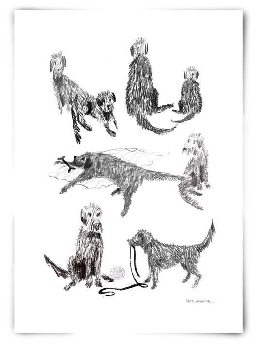 Scruffy Dogs (black & white) – art print