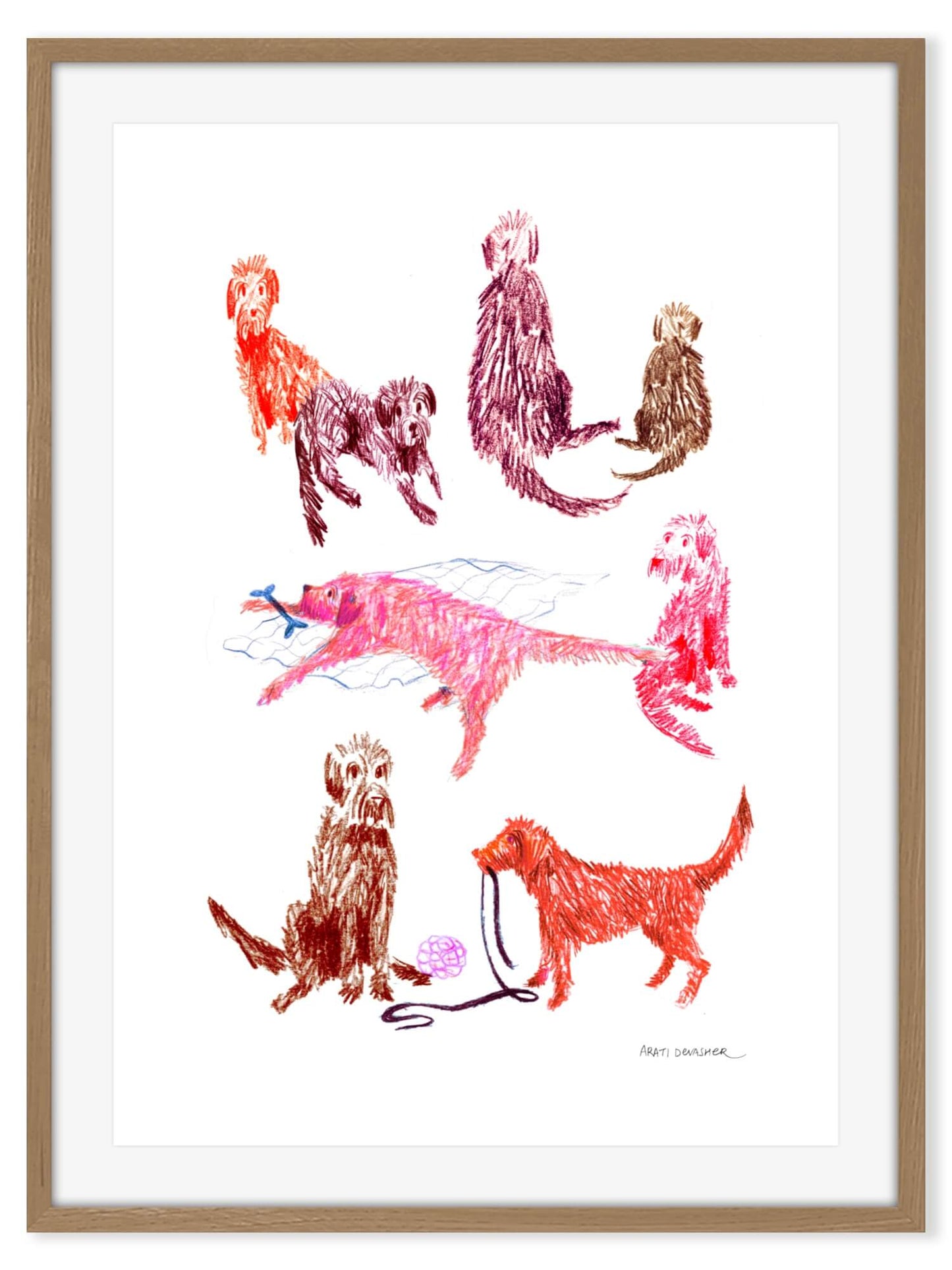 Scruffy Dogs (red) – art print
