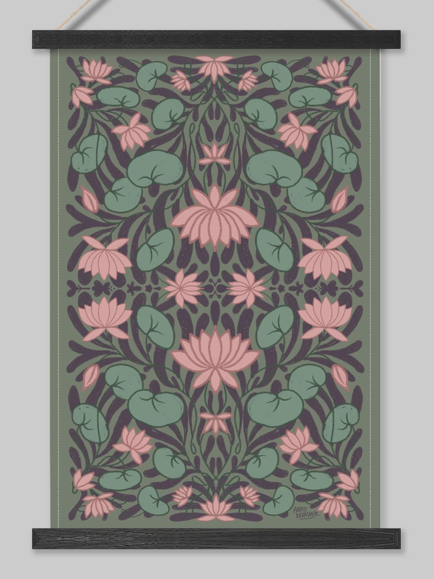 A Lotus Garden floral – gift set of mug & tea towel