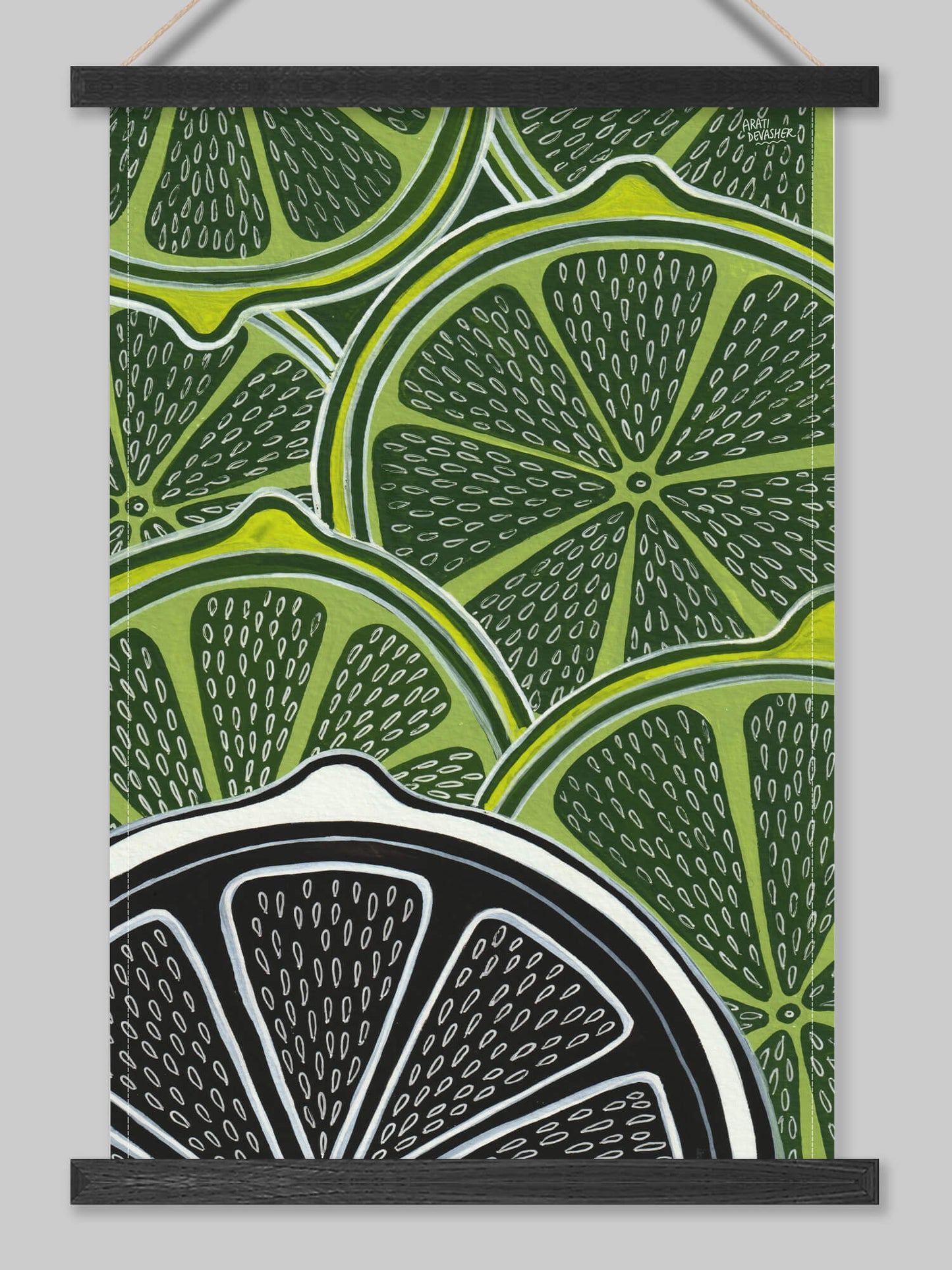 Abstract Fruits Lime Citrus – (end of line) tea towel or wall hanging