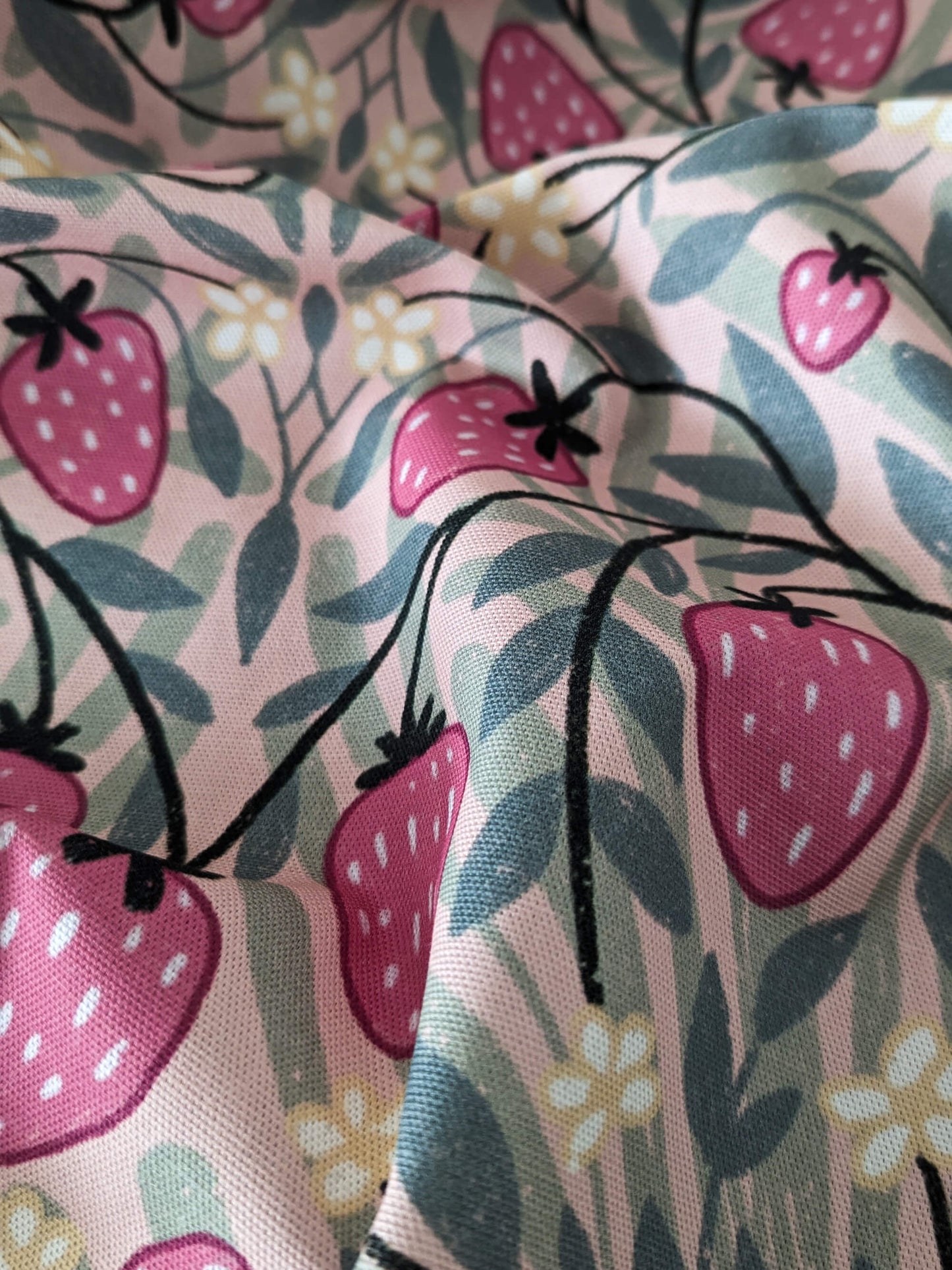 Strawberry Season floral – tea towel or wall hanging