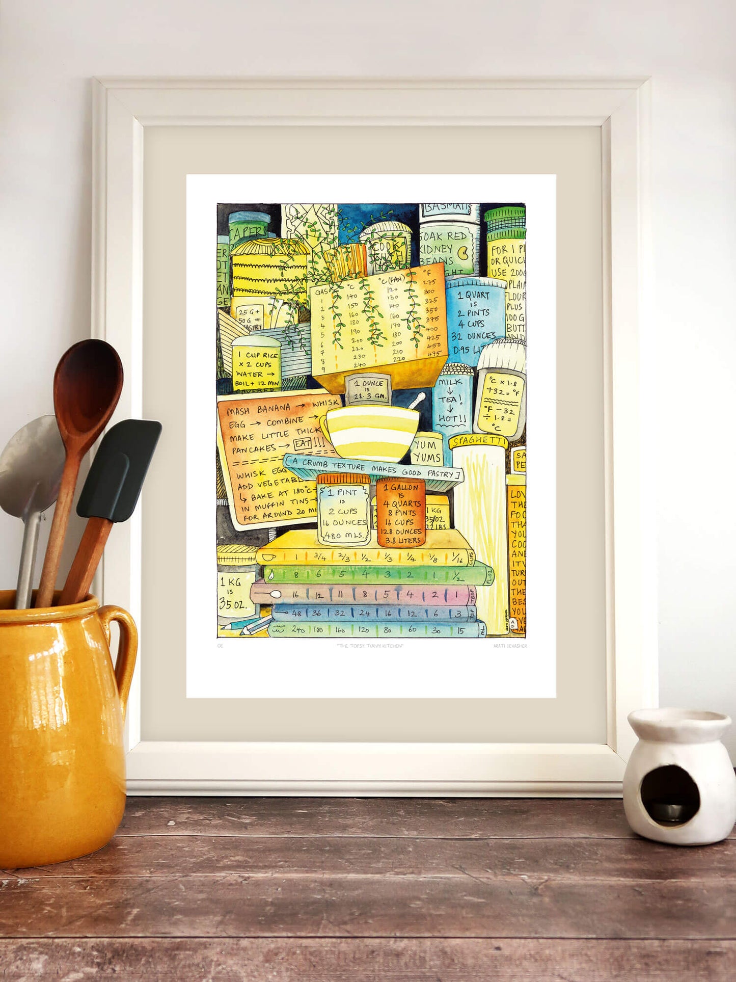 Topsy Turvy Kitchen Chart – art print