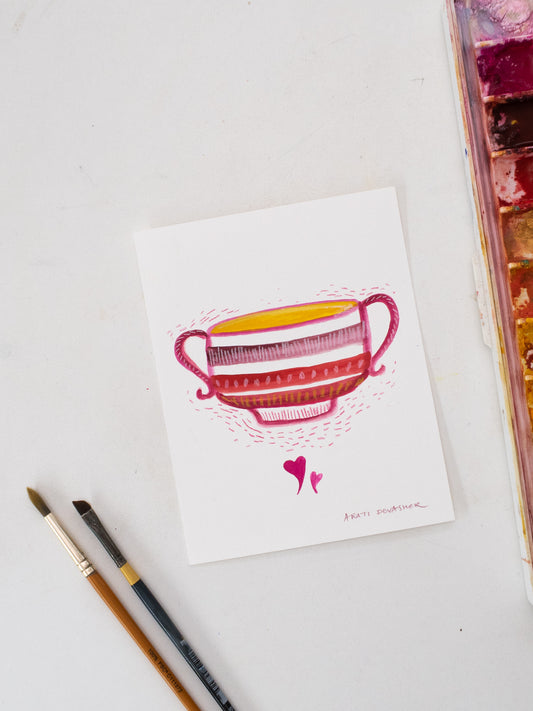 Pink Cup – gouache painting