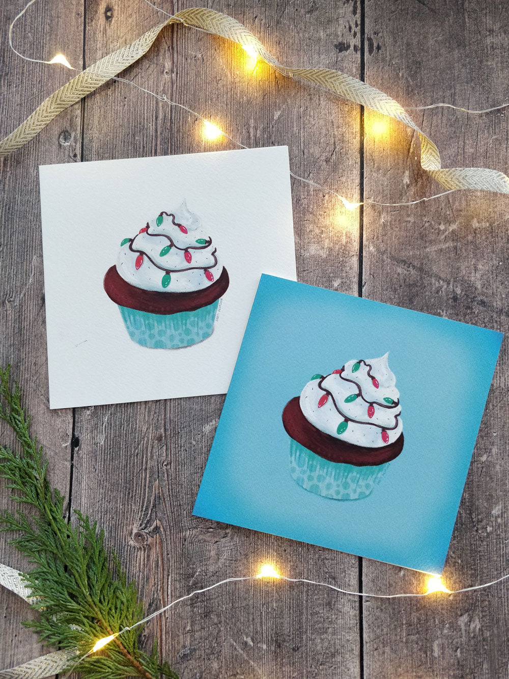 Festive Cupcake (white) – greeting card