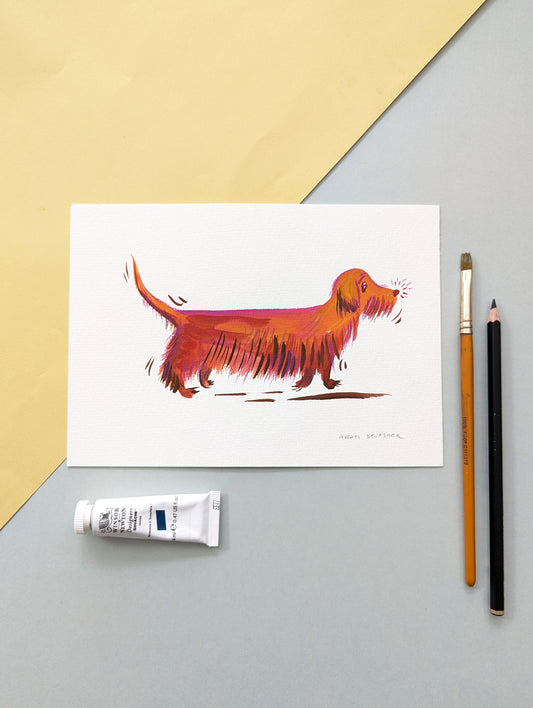Sausage Dog – gouache paintings