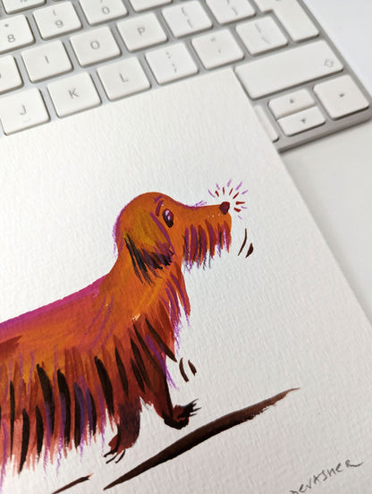 Sausage Dog – gouache paintings