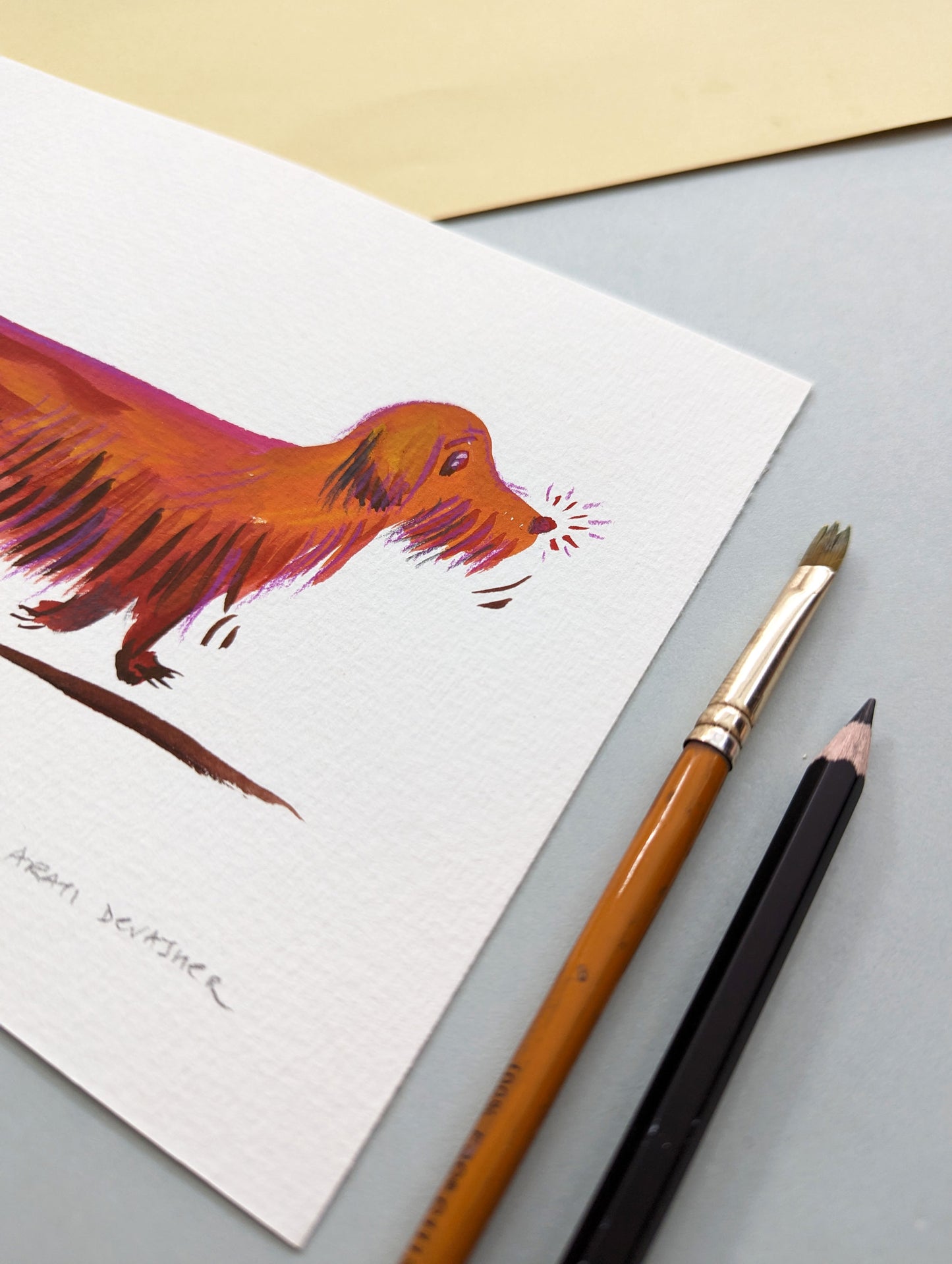 Sausage Dog – gouache paintings