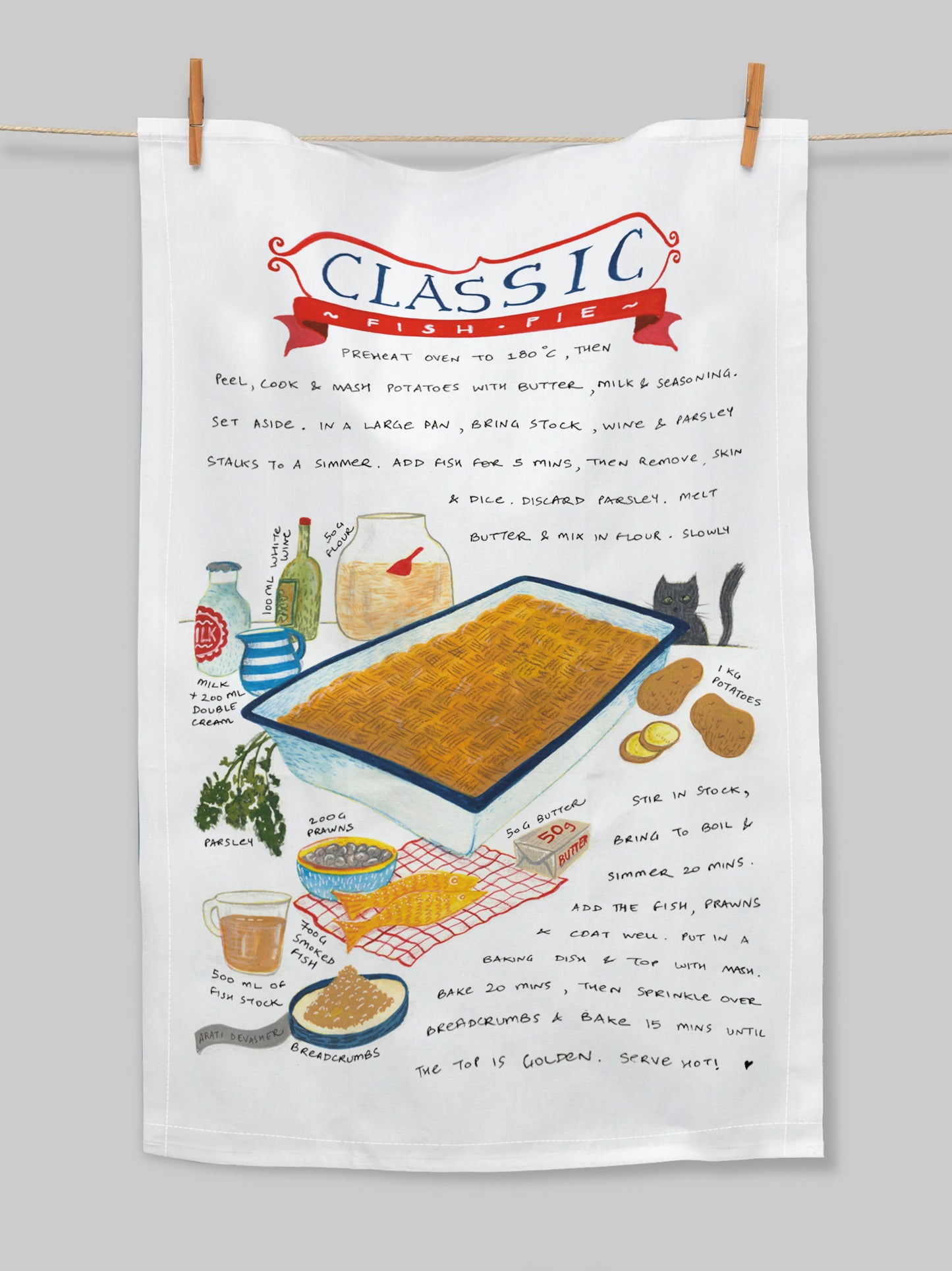 Classic Fish Pie recipe – (end of line) tea towel or wall hanging