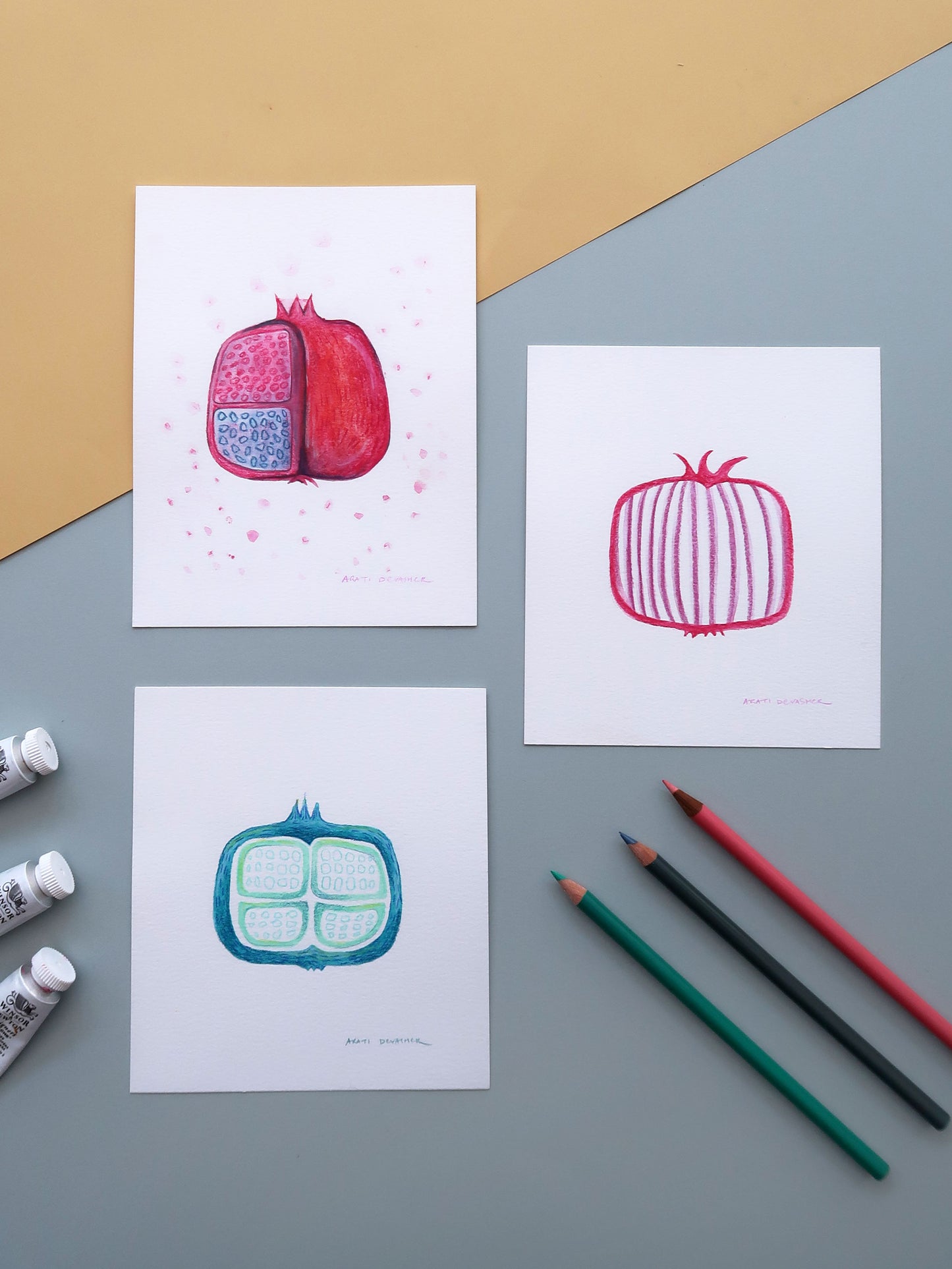 Little Pomegranates – watercolour paintings