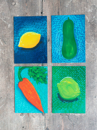 Five-a-Day Fruit & Veg – (end of line) postcard / mini-print singles and sets