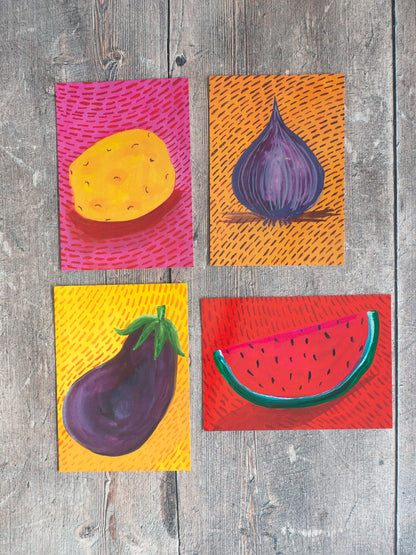 Five-a-Day Fruit & Veg – (end of line) postcard / mini-print singles and sets