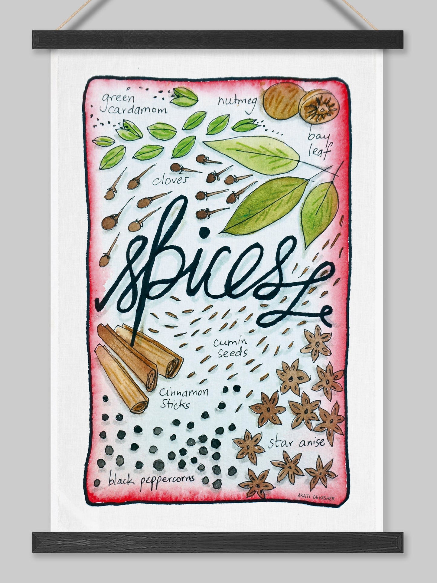 Pink Spice – (end of line) tea towel / wall hanging