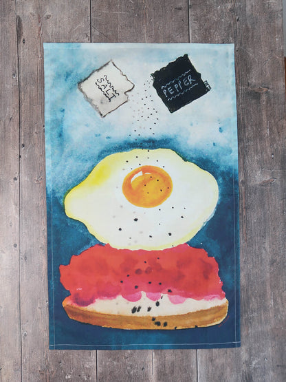 Fried Egg Breakfast for One – (end of line) tea towel or wall hanging