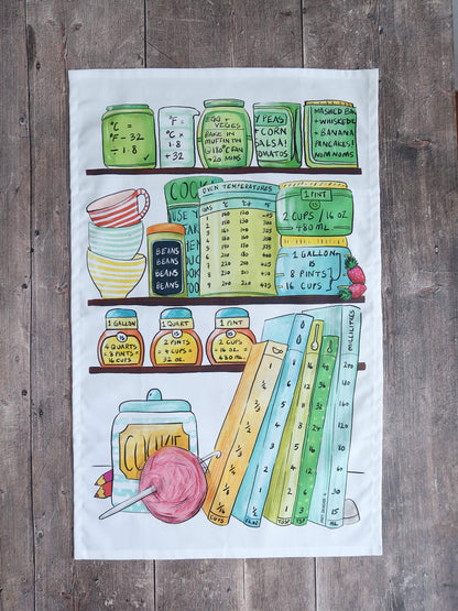 Kitchen Chart green – (end of line) tea towel or wall hanging