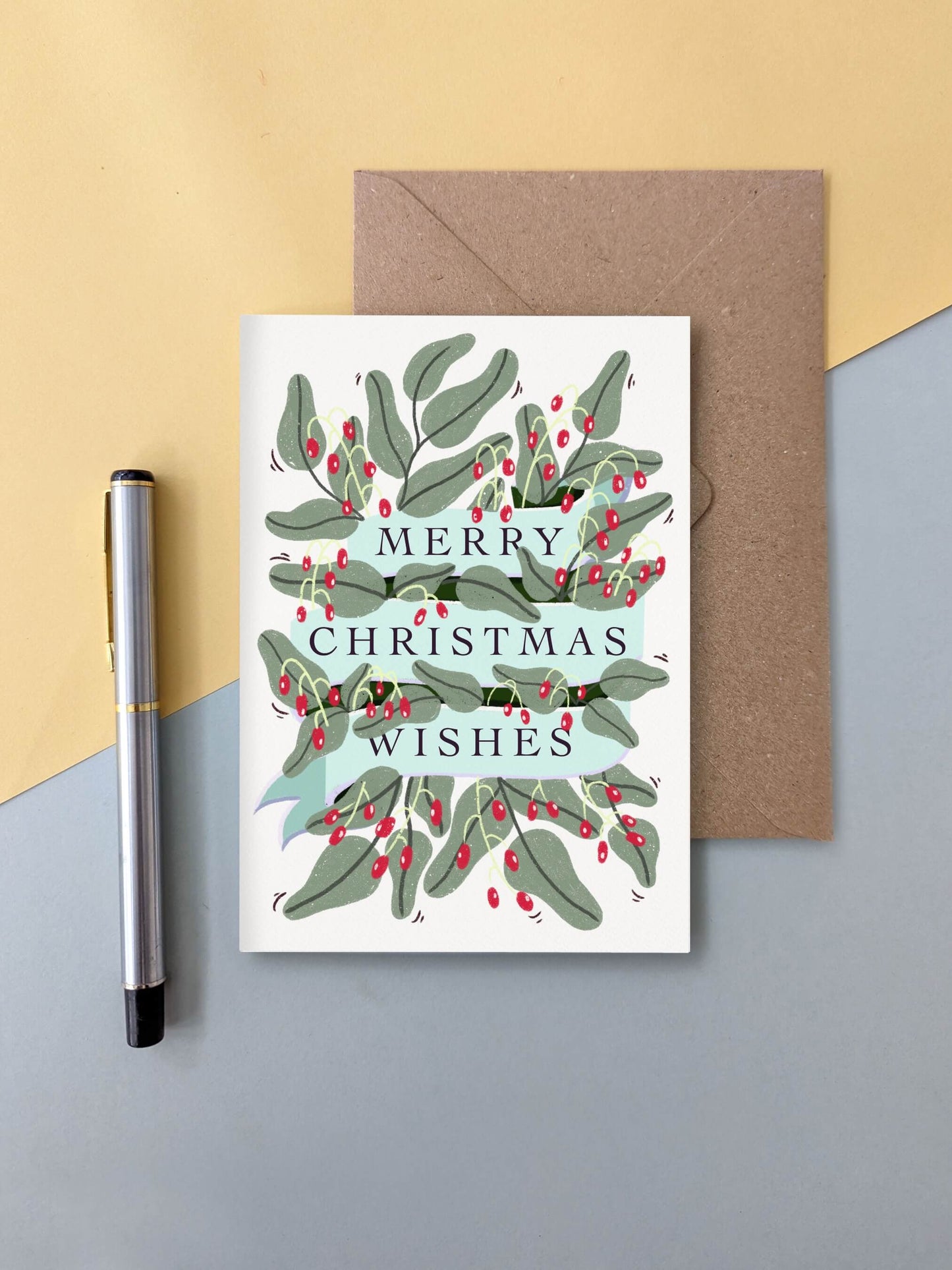 Merry Christmas Wishes – floral greeting card