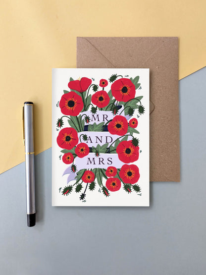 Mr & Mrs wedding / anniversary – floral greeting card