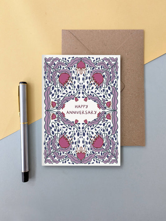 Happy anniversary with bellflowers – floral greeting card